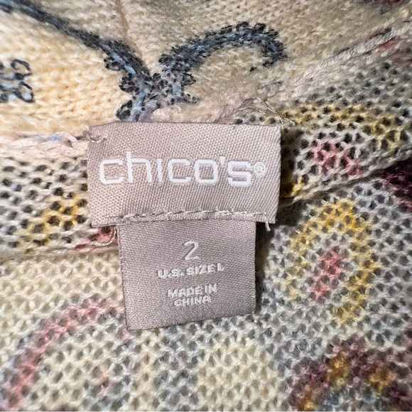 CHICO'S Paisley Print Long Open Front Shawl
Cardigan Tunic sz 2 US L / 12 - Picture 5 of 11